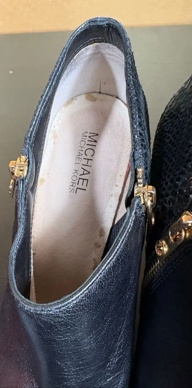 MICHAEL KORS Black Leather Platform High Heel Ankle Booties Size 9.5